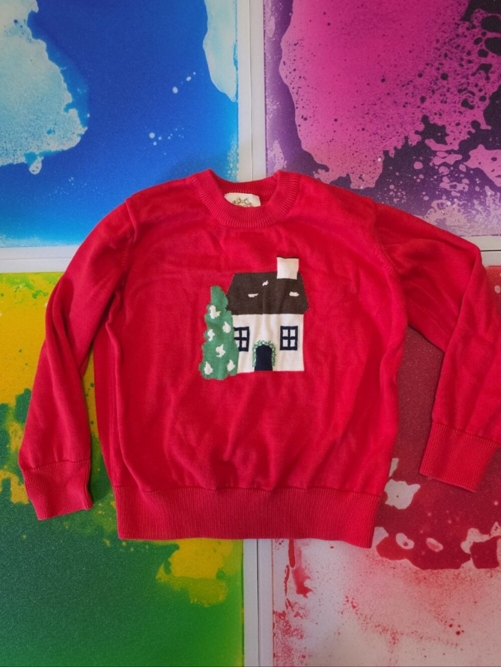 The Beaufort Bonnet Company Red Christmas Tree House 4t Sweater Winter Santa